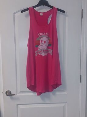 Pink Ghost Graphic "This Is Boo Sheet" Racer Back Tank Sleep Shirt Sz 1X